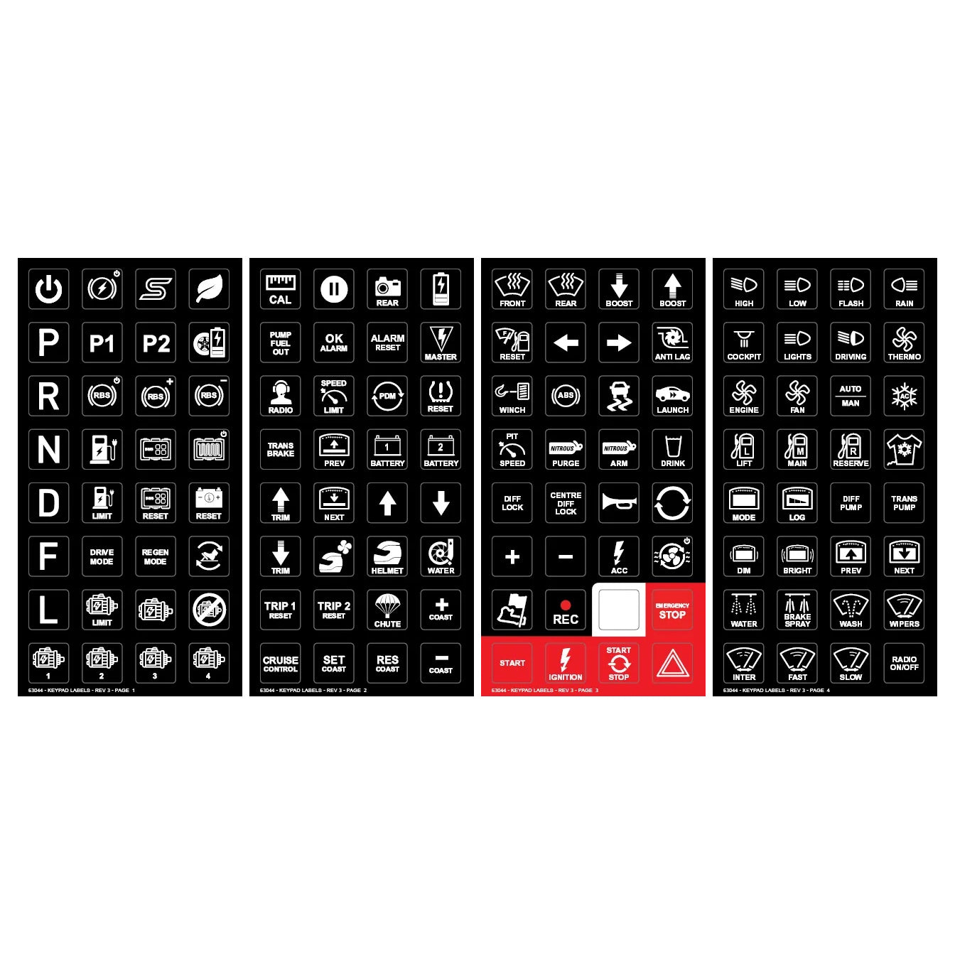 MoTeC keypad label sheet