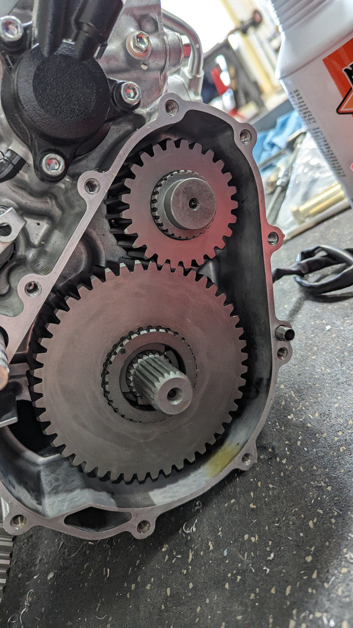 Gear kit changes factory middle gear ratio from 2.25 to 1.88 for improved gearing across all six speeds.