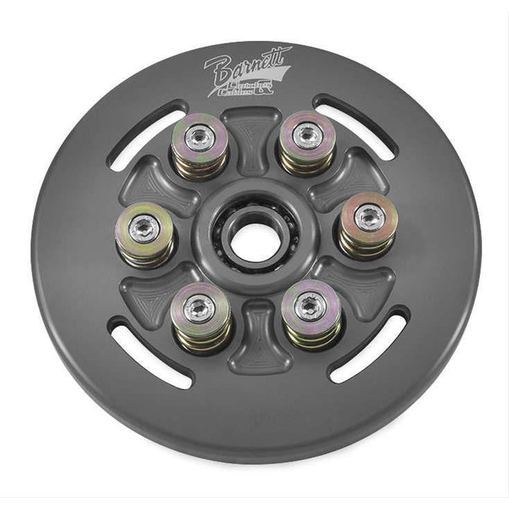 Mechanical clutch disc with Barnett logo on a white background