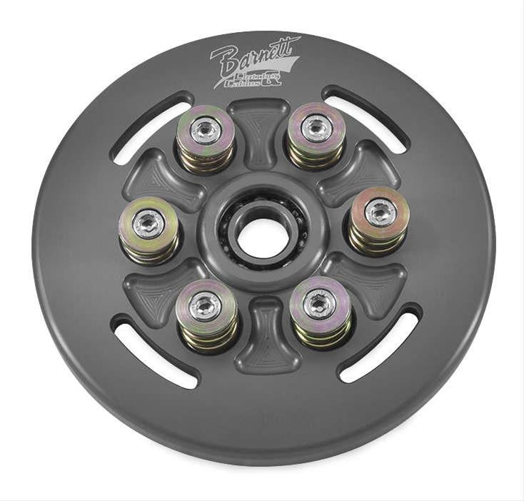Mechanical clutch disc with Barnett logo on a white background