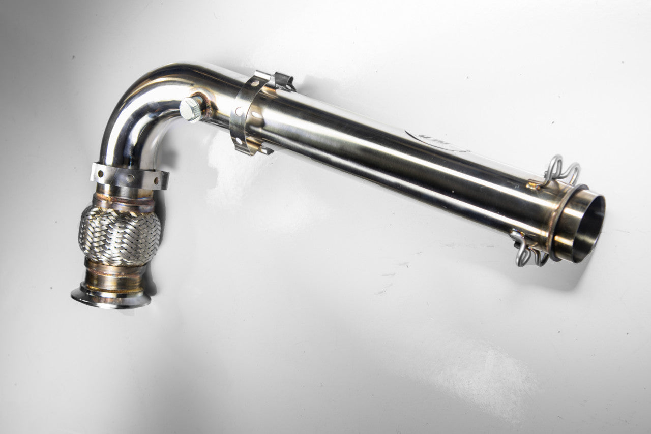Direct bolt-on exhaust pipe replacing factory pipe off turbo on Can-Am Maverick X3 Turbo models.
