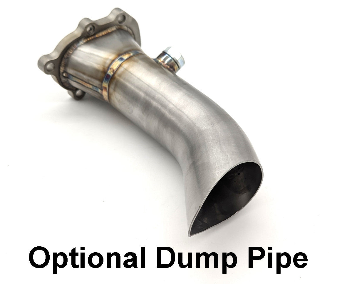 Optional dump tube for Yamaha YXZ turbo kit designed to improve exhaust flow and turbo performance.